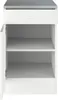 A white cabinet with an open door, revealing two shelves. Náhled obrázku produktu