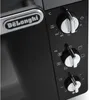 A close-up view of the control panel of a black DeLonghi toaster oven. Produktbild-Vorschau