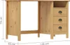 A wooden desk with three drawers and dimensions indicated. Podgląd zdjęcia produktu