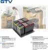GTV AXISPACE Müll‑ und Sortier‑System 600 mm – 2×15 L + 2×7 Produktbild-Vorschau 2