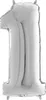 Riesenzahl Folienballon 26"/66cm | Silber Zahl: 1 Produktbild-Vorschau 3