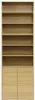 A tall, narrow wooden bookshelf with two cabinet doors at the bottom. Anteprima dell’immagine prodotto