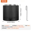 A black cylindrical fire pit with dimensions and branding information. Anteprima dell’immagine prodotto