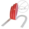 A close-up of a flexible silicone shower threshold with red stripes, next to a diagram showing its dimensions. Podgląd zdjęcia produktu