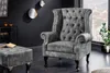 riess-ambiente Ohrensessel CHESTERFIELD 105cm grau silber Produktbild-Vorschau 2