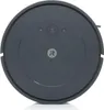 A top-down view of a dark gray robot vacuum cleaner on a white background. Voir les images du produit