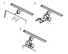 Diagrams showing the assembly steps for a light fixture. Náhled obrázku produktu