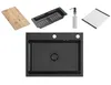VBChome Edelstahlspüle 58 x 45 cm Schwarz Zubehörset Produktbild-Vorschau 2