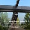 Close-up of the frame and hanging mechanism of a pergola or gazebo, with trees and sky in the background. Produktbild-Vorschau