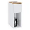 A white and wood-colored nightstand with a drawer and an open shelf containing books. Náhled obrázku produktu