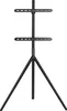 A black metal TV stand with a tripod base and two horizontal mounting brackets. Podgląd zdjęcia produktu