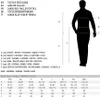 A diagram showing a male silhouette with measurement lines and a detailed size chart for apparel. Produktbild-Vorschau