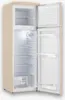 An open, empty retro-style refrigerator with its doors ajar, set against a plain white background. Anteprima dell’immagine prodotto