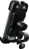 A black bicycle phone holder with a phone attached. Produktbild-Vorschau
