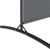 Close-up view of a gray screen attached to a black curved stand. Voir les images du produit