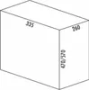 A 3D line drawing of a rectangular bin with dimensions labeled. Voir les images du produit