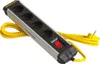A power strip with four outlets, a switch, and a yellow cord, presented against a white background. Podgląd zdjęcia produktu