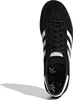 A top-down view of a black Adidas sneaker with white stripes. Podgląd zdjęcia produktu