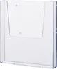 A clear, front-facing view of a transparent plastic brochure holder mounted on a white background. Produktbild-Vorschau