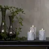 LED Stumpenkerze 'Flamme' - Marmoroptik - Echtwachs - natürlich aussehende Flamme - Timer - H:17,5cm Produktbild-Vorschau