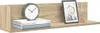 A wooden shelf with decorative items including books, a clock, and a framed picture. Produktbild-Vorschau
