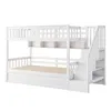 A white bunk bed with stairs and storage shelves. Anteprima dell’immagine prodotto