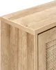 Close-up of the corner of a light wood cabinet with a rattan front. Podgląd zdjęcia produktu