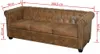 A brown leather sofa with dimensions indicated by red lines. Anteprima dell’immagine prodotto