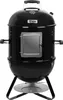A black smoker grill is shown against a white background. Produktbild-Vorschau