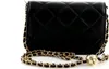 A black quilted handbag with a gold chain strap. Produktbild-Vorschau