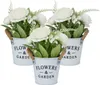 Ensemble de 3 pots de fleurs artificielles blancs avec Voir les images du produit 7