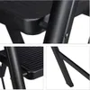 Collage of close-up shots of a black step stool, highlighting its construction and materials. Voir les images du produit