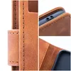 Collage of close-up shots of a brown leather phone case. Produktbild-Vorschau