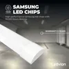 A close-up of a white LED light tube with marketing text overlayed. Produktbild-Vorschau