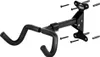 A black bicycle wall mount with screws and wall anchors on a white background. Produktbild-Vorschau