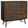 Rye Kommode 6 Schubladen mattschwarz, Walnuss Nachbildung. Produktbild-Vorschau 13