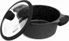A black pot with a clear glass lid is shown against a white background. Podgląd zdjęcia produktu