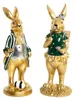 2 edle Osterhasen Dekofiguren Hasen Paar Gold grün 30 cm Produktbild-Vorschau 1