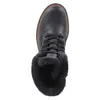 A top-down view of a black boot with faux fur lining. Voir les images du produit