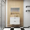 AICA Waschbeckenunterschrank Weiß Matt 80cm Mineralguss Produktbild-Vorschau 3