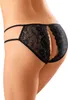 A close-up view of a person wearing black lace underwear. Produktbild-Vorschau