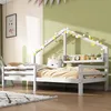 A child's bedroom with a white house-shaped bed decorated with string lights. Produktbild-Vorschau