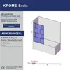 Diagram and specifications for a shower screen for a bathtub. Produktbild-Vorschau