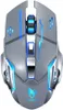 A top-down view of a gray gaming mouse with blue LED lighting. Produktbild-Vorschau