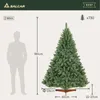 A diagram showing the dimensions of a Christmas tree next to a silhouette of a person for scale. Produktbild-Vorschau