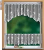 A window with lace curtains featuring teddy bear designs. Produktbild-Vorschau