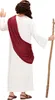 A person dressed as Jesus, viewed from the back, holding a staff. Produktbild-Vorschau