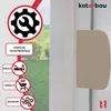 A product image with marketing icons and text, showing a beige door handle on a white background. Anteprima dell’immagine prodotto