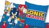 A close-up view of two pillows and a portion of a duvet cover, all featuring characters and branding from Sonic the Hedgehog. Produktbild-Vorschau