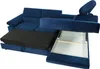 A blue sectional sofa with a pull-out bed feature extended. Náhled obrázku produktu